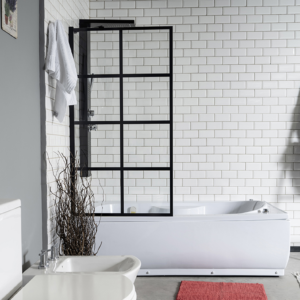 MAMPARA FIJA SOBRE BAÑERA BLACK VENECIA 1 HOJA. 80X140(SC01NT)