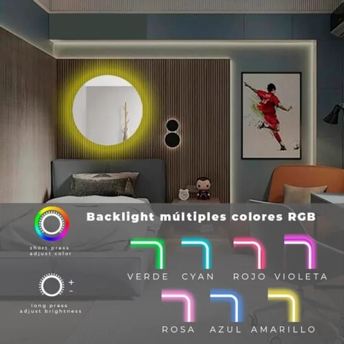 ESPEJO REDONDO LED RGB CONTROL 60 cm