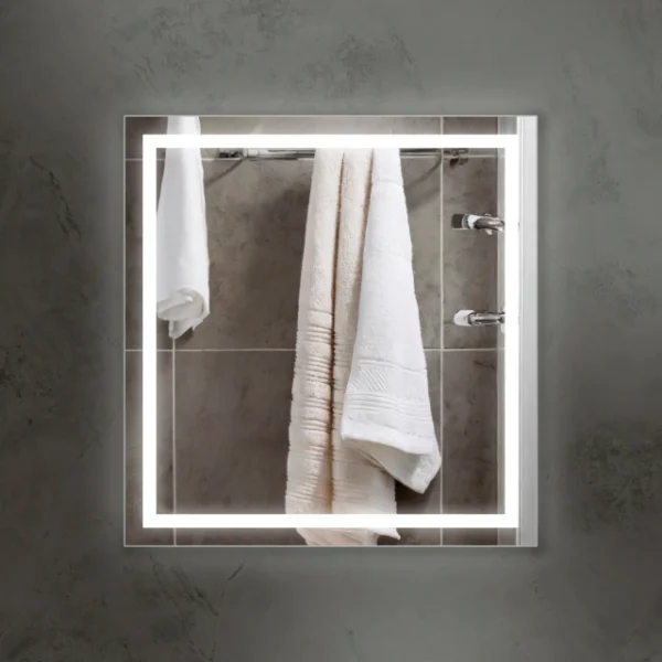 ESPEJO TOUCH LED FRIA C/GUARDA CUADRADO 80X80 cm