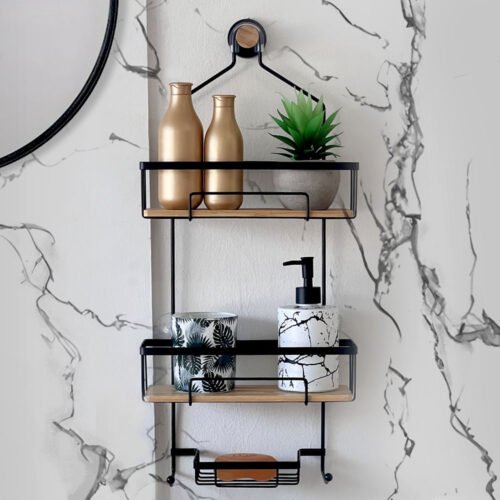ORGANIZADOR SHOWER CADDY BAMBOO NEGRO