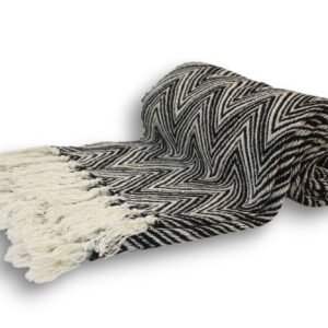 MANTA V CON DEGRADE GRIS Y NEGRO 130x190cm