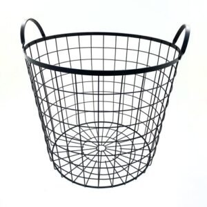 CANASTO REVISTERO METAL REDONDO NEGRO 39,5x38x38,5cm