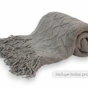 MANTA LISA TRAMA ROMBO DOBLE GRANDE GRIS 130x170cm