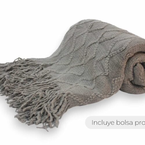 MANTA LISA TRAMA ROMBO DOBLE GRANDE GRIS 130x170cm