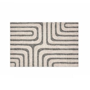 ALFOMBRA PELO CORTO CON LABERINTOS NATURAL Y GRIS 50x80cm