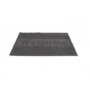 FELPUDO POLYESTER Y GOMA C/BORDE WELCOME C/PTOS GRIS 40x60cm