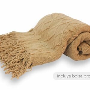 MANTA LISA TRAMA ROMBO DOBLE GRANDE BEIGE 130x170cm