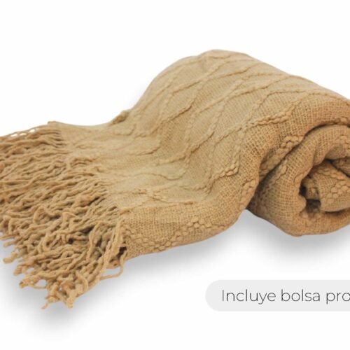 MANTA LISA TRAMA ROMBO DOBLE GRANDE BEIGE 130x170cm