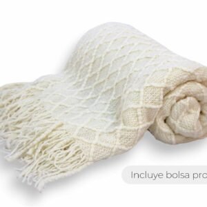 MANTA LISA TRAMA ROMBO DOBLE GRANDE BLANCO 130x170cm