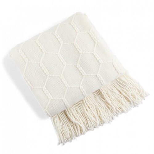 MANTA LISA TRAMA HEXAGONOS BLANCO 130x170cm
