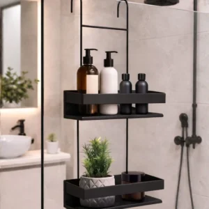 ORGANIZADOR COLGANTE DE MAMPARA DOBLE OLTEN NEGRO 60x22,50x9cm
