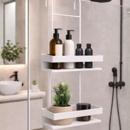 ORGANIZADOR COLGANTE DE MAMPARA DOBLE OLTEN BLANCO 60x22,50x9cm