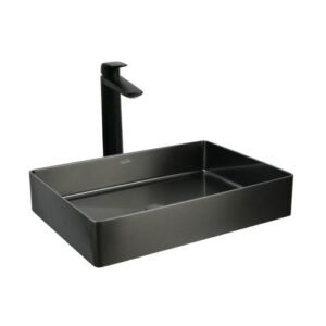 BACHA DE APOYAR FERRUM MOLA RECTANGULAR NEGRO PERLADO