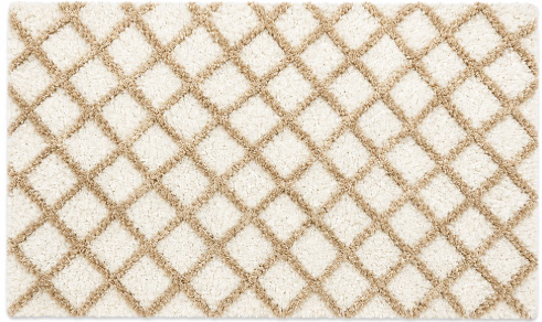 ALFOMBRA P/BAÑO DISEÑO GEOMETRICO BLANCO Y NATURAL 50x80cm
