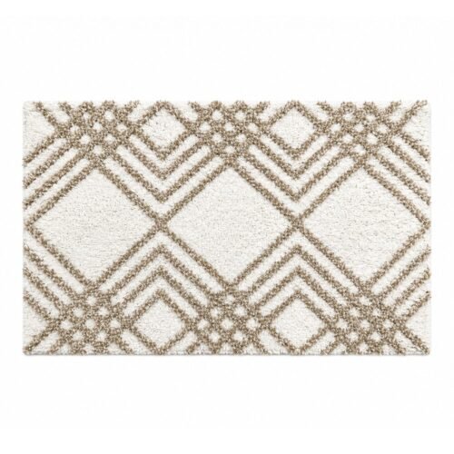 ALFOMBRA P/BAÑO DISEÑO GEOMETRICO BEIGE Y NATURAL 50x80cm